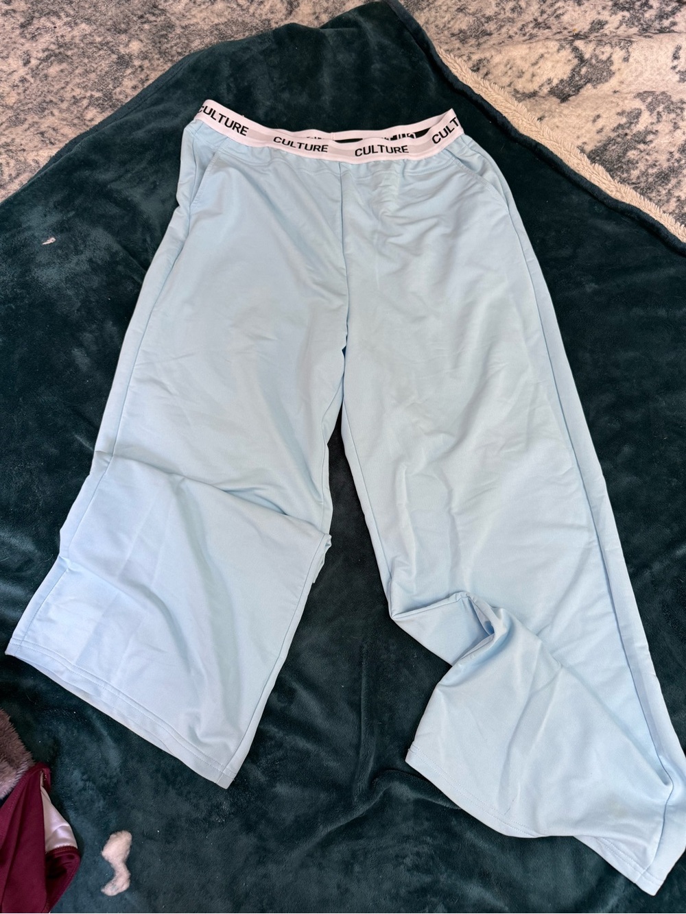 Light Blue Womens Wide-Leg Lounge Pants (XL)